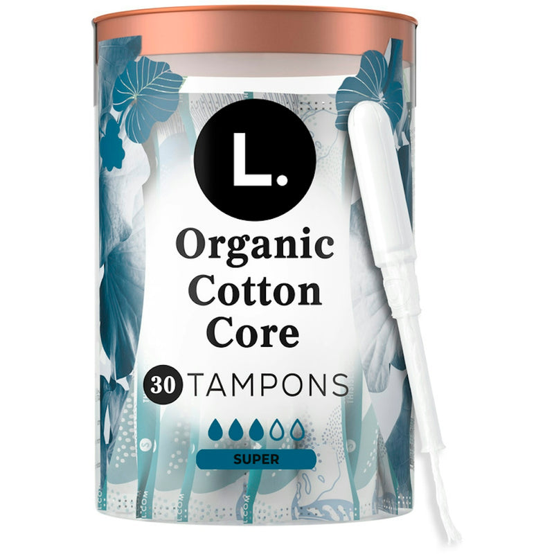 L. L. Organic Cotton Tampons, Super Absorbency, 30 Count Personal Care White Smoke
