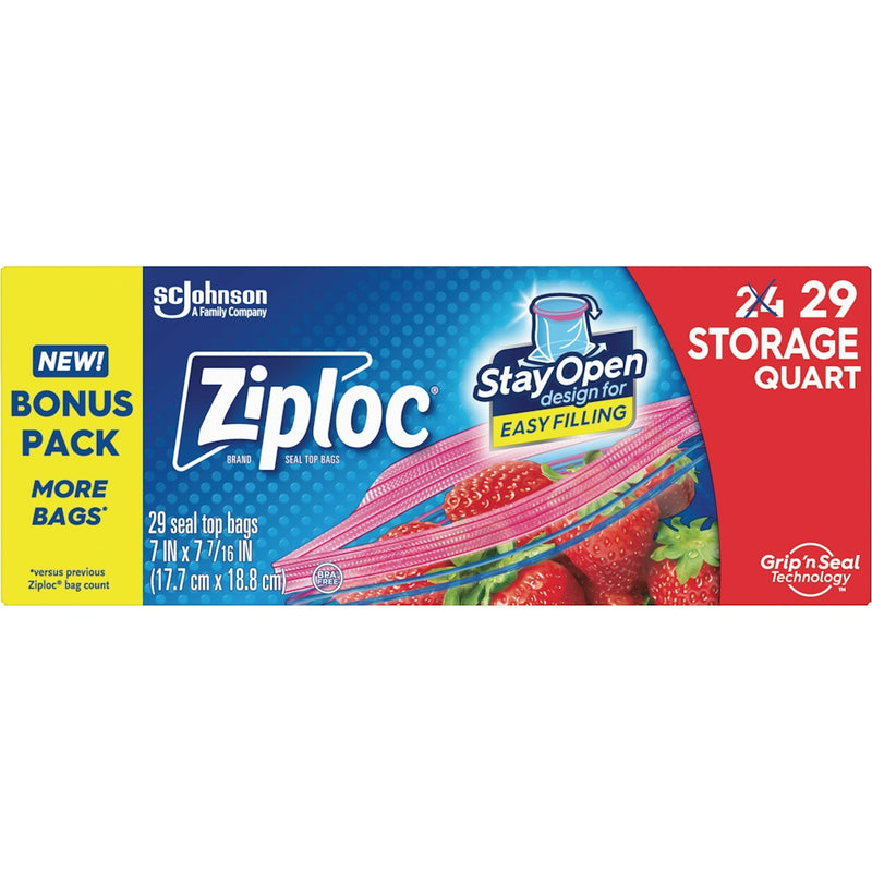 Ziploc Ziploc Seal Top Bags, Storage, Quart, Bonus Pack Cabinets & Storage Firebrick