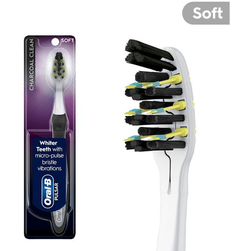 Oral-B Oral-B Pulsar Battery Toothbrush With Charcoal Infused Bristles Soft - 1ct Toothbrushes White Smoke