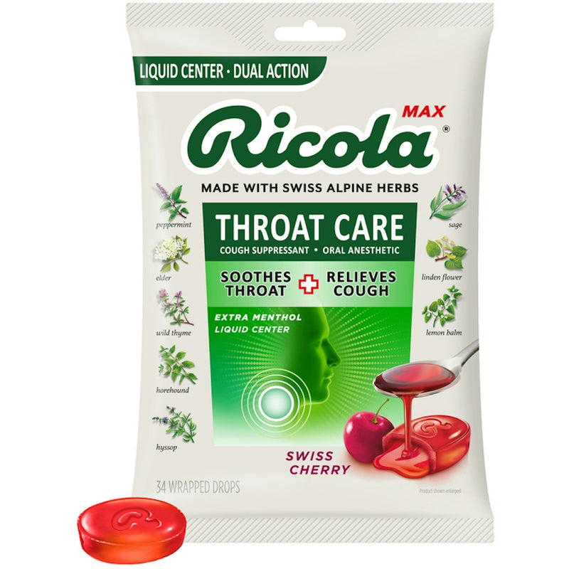 Ricola Ricola Max Throat Care Swiss Cherry Cough Drops Fitness & Nutrition White Smoke
