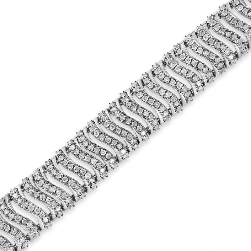 Bids.com .925 Sterling Silver 5.00 Cttw Round-Cut Diamond "S" Link Bracelet (I-J Color, I3 Clarity) - Size 7.25 Bracelets White Smoke White.Sterling Silver / 7.25