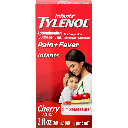 Tylenol Tylenol Infants' Oral Suspension Liquid Medicine With Acetaminophen, Baby Fever Reducer & Pain Reliever For Minor Aches & Pains, Sore Throat, Headache & Toothache, Cherry Flavor, 2 Fl. Oz Health & Beauty Red