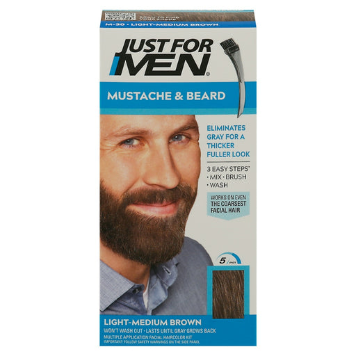 Just For Men Just For Men Brush-In Color Gel for Mustache & Beard, Light Medium Brown M-30 / 0.5 Oz Hair Color Gray