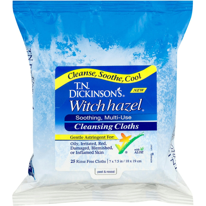 T.N. Dickinson's T.N. Dickinson’s Witch Hazel 100% Natural Cleansing Cloths – 25 Count Skin Care White Smoke