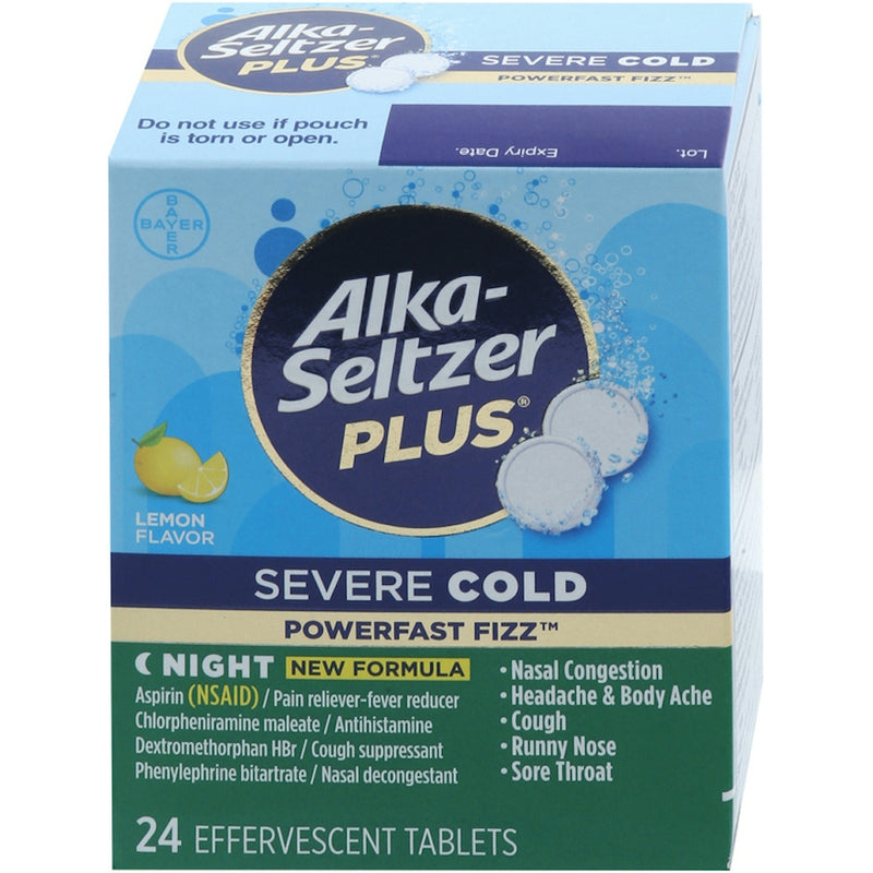 Alka-Seltzer Alka-Seltzer Plus Severe Cold, Night, Effervescent Tablets, Lemon Flavor Medicine & Drugs Dark Slate Gray