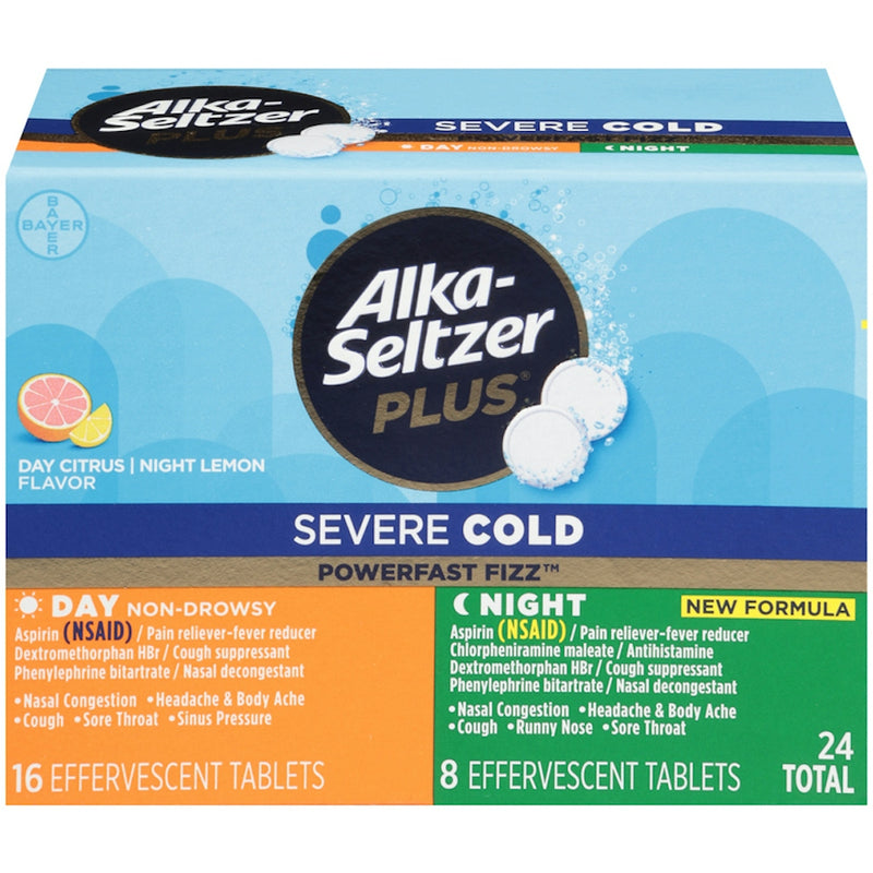 Alka-Seltzer Plus Alka-Seltzer Plus Severe Cold, Effervescent Tablets, Day Citrus/Night Lemon Flavor Health & Beauty Sky Blue