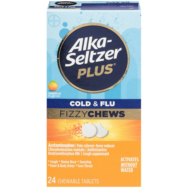 Alka-Seltzer Alka-Seltzer Plus Cold & Flu Fizzy Chews, Orange Flavor (24 Count) Medicine & Drugs Sandy Brown