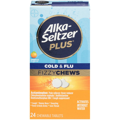 Alka-Seltzer Alka-Seltzer Plus Cold & Flu Fizzy Chews, Orange Flavor (24 Count) Medicine & Drugs Sandy Brown