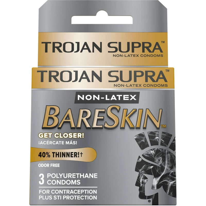 Trojan Trojan Supra Lubricated Premium Polyurethane Condoms Condoms Dark Gray