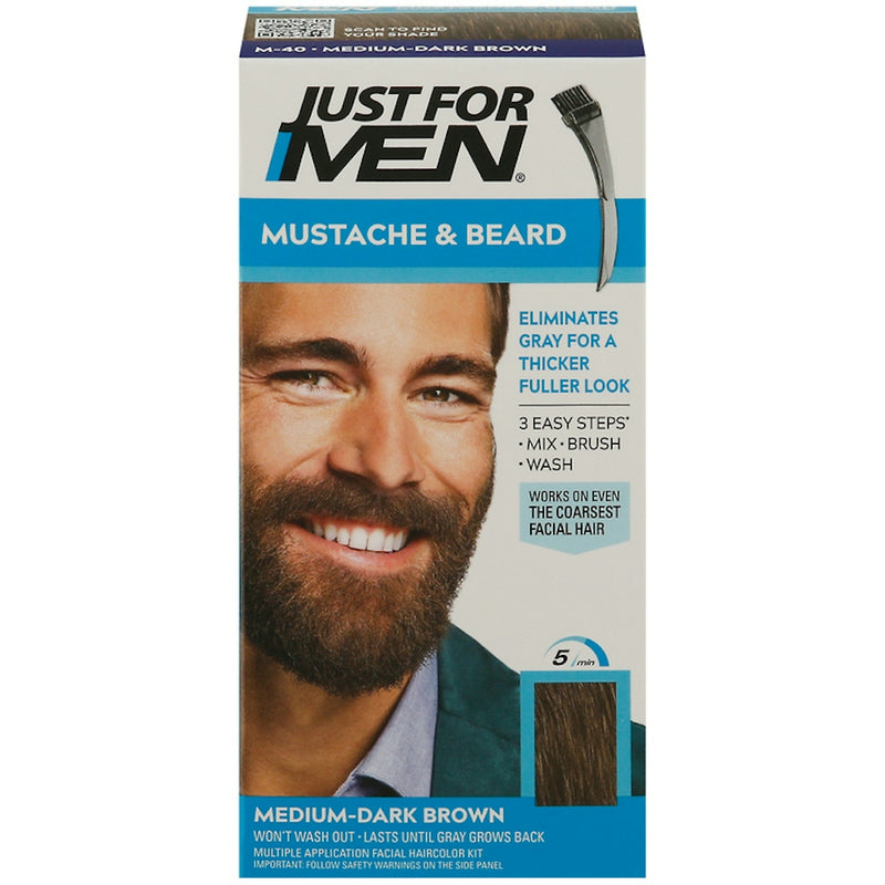 Just For Men Just For Men Brush In Color Gel Mustache, Beard And Sideburns, Medim-Dark Brown - 1 Kit Hair Color Light Gray
