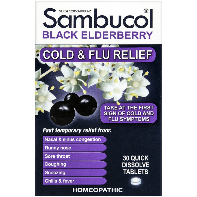 Sambucol Sambucol Black Elderberry, Cold & Flu Relief, 30 Quick Dissolve Tablets Health & Beauty White Smoke