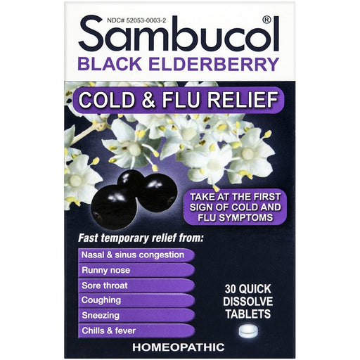 Sambucol Sambucol Black Elderberry, Cold & Flu Relief, 30 Quick Dissolve Tablets Health & Beauty White Smoke