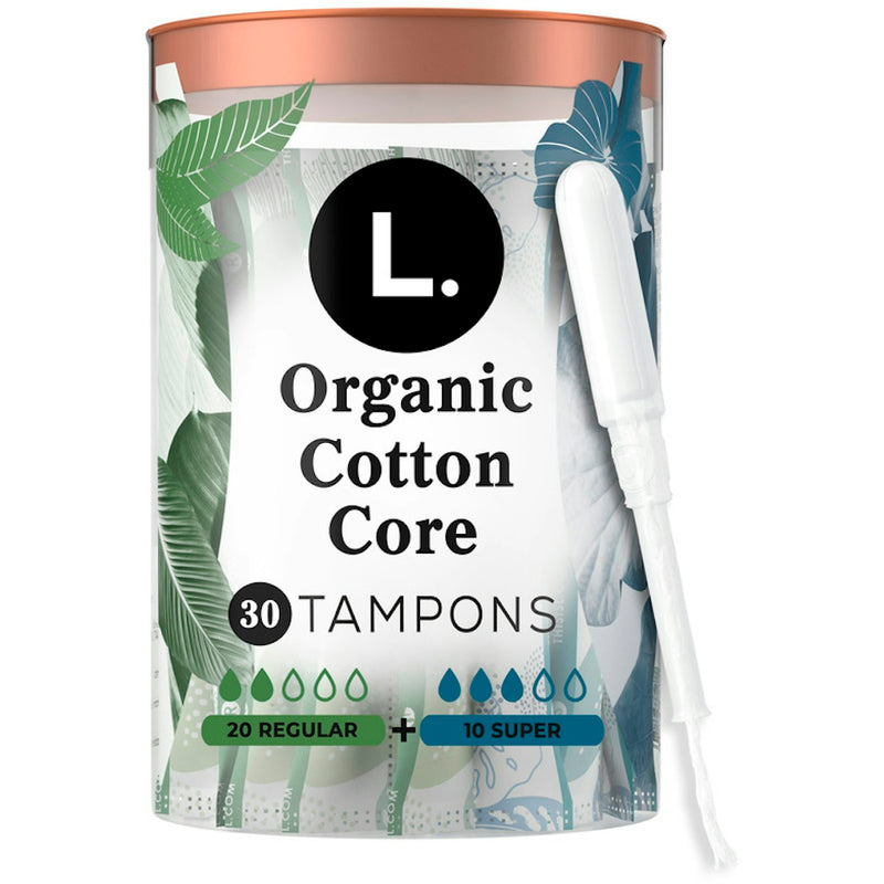 L. L. Organic Cotton Tampons Multipack, Regular & Super Absorbency, 30 Count Personal Care White Smoke
