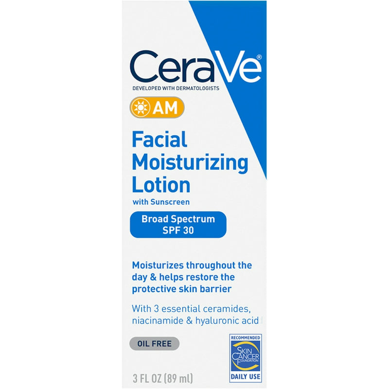 CeraVe CeraVe AM Broad Spectrum Facial Moisturizing Lotion With Sunscreen, SPF 30, 3 Fl Oz Lotion & Moisturizer White Smoke