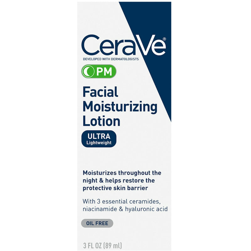 CeraVe CeraVe Facial Moisturizing Lotion, PM, Oil Free, Ultra Lightweight, 3 Fl Oz Lotion & Moisturizer White Smoke