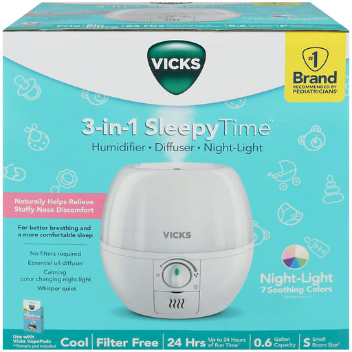 Vicks Vicks 3-in-1 Sleepy Time Humidifier Diffuser Nightlight Humidifiers Medium Turquoise
