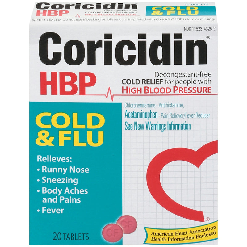 Coricidin Coricidin High Blood Pressure Cold & Flu Relief Tablets 20 ct Medicine & Drugs Lavender