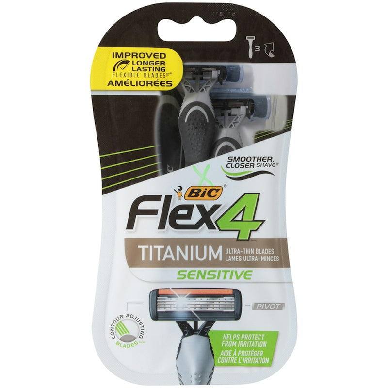 BiC BiC Flex 4, Titanium Sensitive Men's Disposable Razors Shaving & Grooming White Smoke