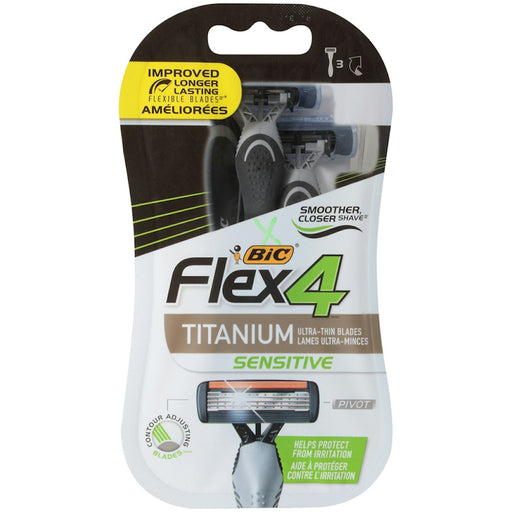 BiC BiC Flex 4, Titanium Sensitive Men's Disposable Razors Shaving & Grooming White Smoke