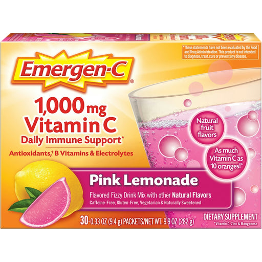 Emergen-C Emergen-C Vitamin Fizzy Drink Mix Pink Lemonade 1000 Mg - 30 Packets Vitamins & Supplements Bisque