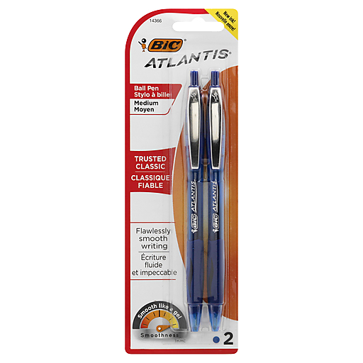 BiC BIC Atlantis Original Retractable Blue Ballpoint Pen - 12 Count (6 Packs of 2) Pens Light Gray