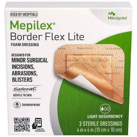 Mepilex Mepilex Border Flex Lite Flexible, All-In-One Silicone Foam Adhesive Dressing 4" First Aid White Smoke