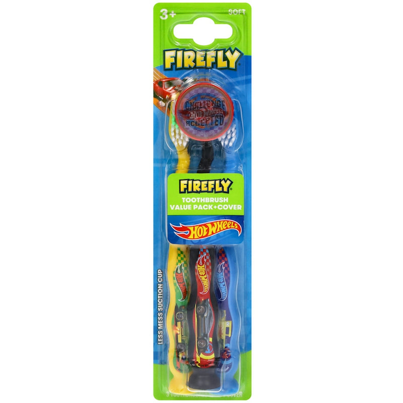 Firefly Firefly 3+ Soft Hot Wheels Toothbrush Value Pack Toothbrushes Yellow Green