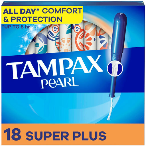 Tampax Tampax Pearl Plastic Super Plus Absorbency Unscented Tampons Tampons Deep Sky Blue