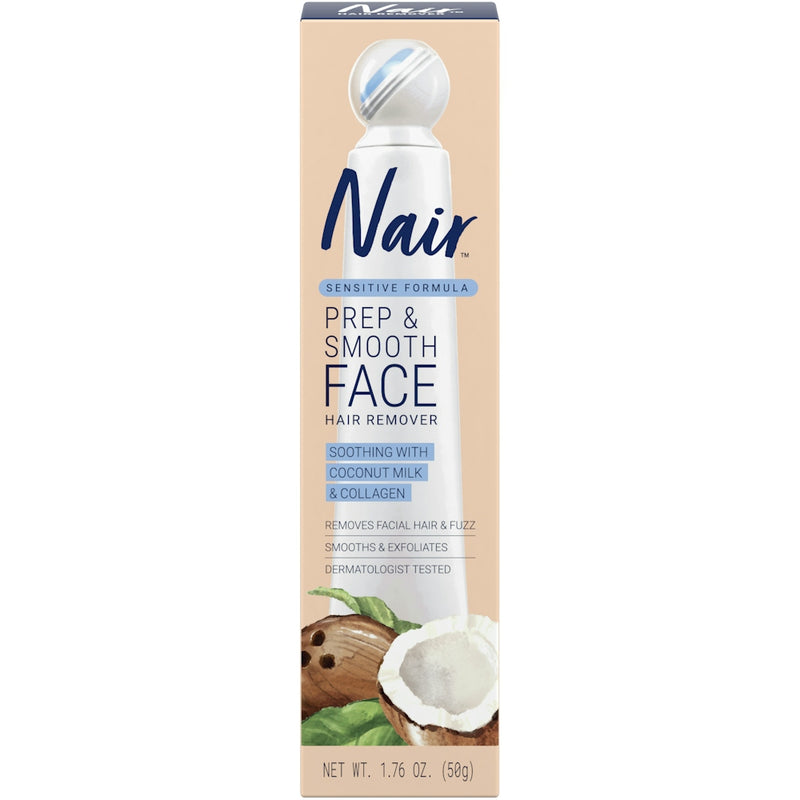 Nair Nair Sensitive Formula Prep & Smooth Face Hair Remover, 1.76 Oz Hair Removal Gray
