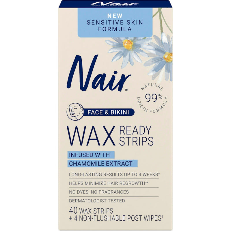 Nair Nair Sensitive  Face Wax Ready Strips 40 Ct Hair Removal Antique White