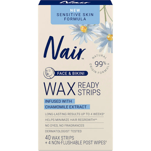 Nair Nair Sensitive  Face Wax Ready Strips 40 Ct Hair Removal Antique White