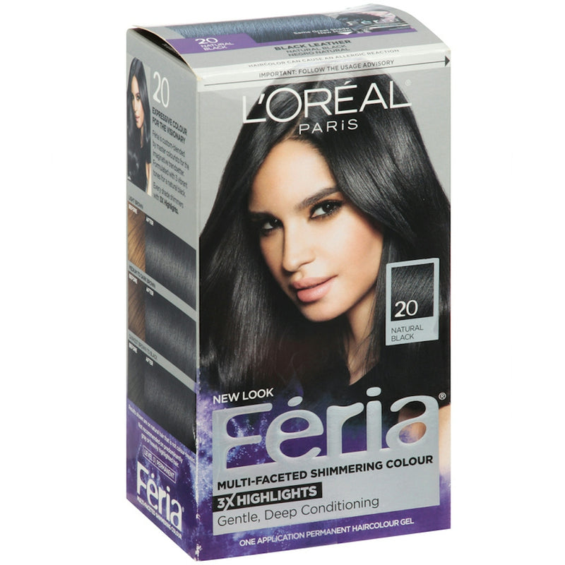 L'Oreal Paris L'Oreal Paris Feria Permanent Hair Colour Gel, Natural Black 20 Hair Color White Smoke