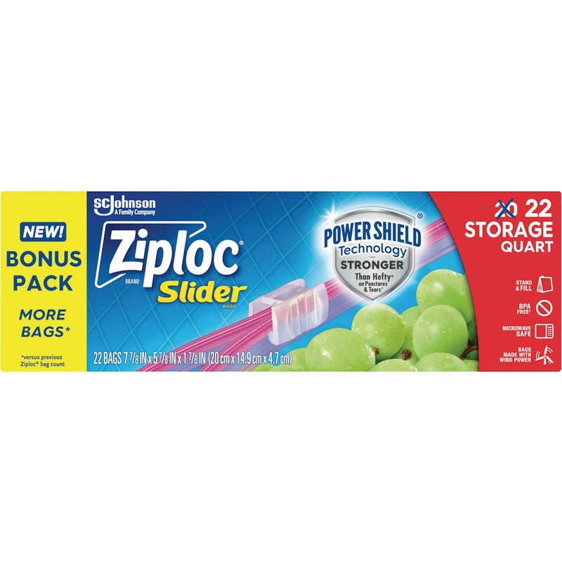 Ziploc Ziploc Slider Bags, Storage, Quart, Bonus Pack Food Storage Dark Khaki