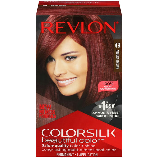 Revlon Revlon Colorsilk Beautiful Color Permanent Hair Color, 49 Auburn Brown Hair Color Saddle Brown