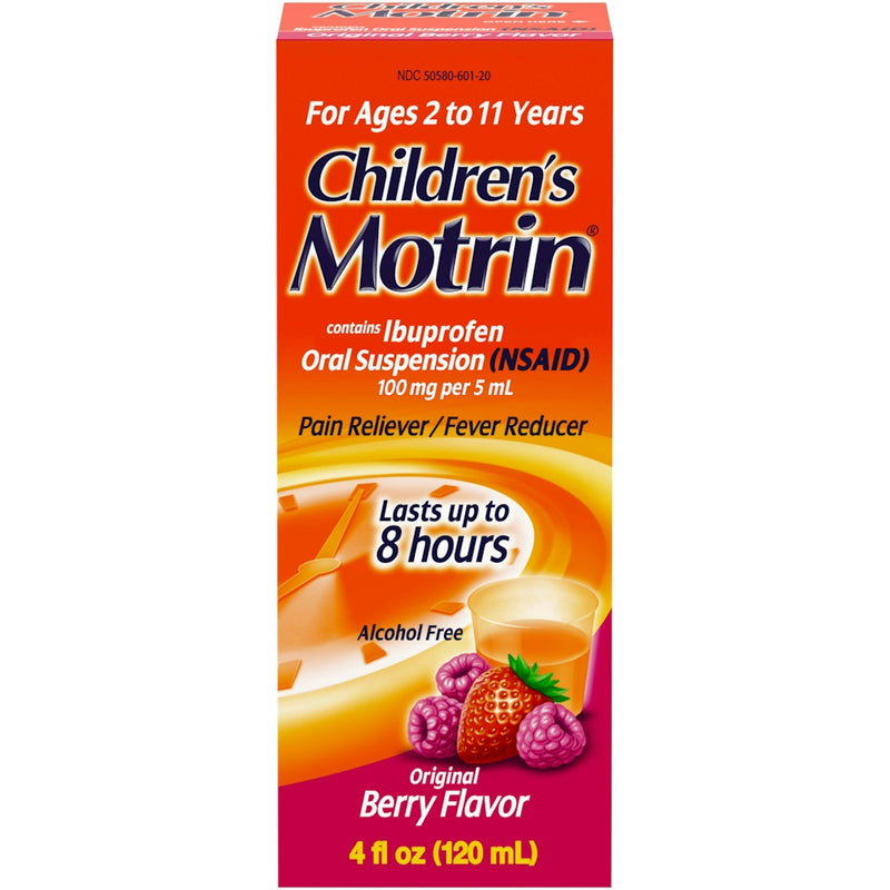 Children's Motrin Children's Motrin Pain Reliever/Fever Reducer, Original Berry Flavor, Oral Suspension, 4 Fl Oz Health & Beauty Orange Red