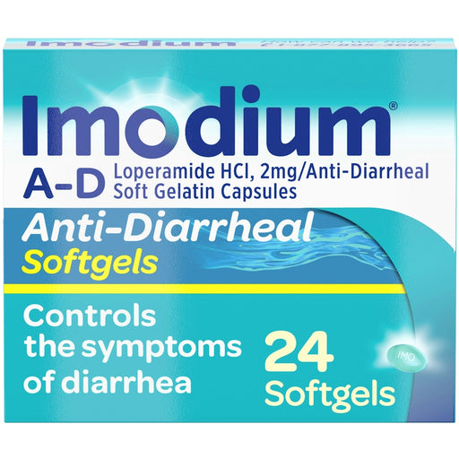 Imodium Imodium A-D Anti-Diarrheal Softgels With Loperamide Hydrochloride, Diarrhea Relief Medicine, 24 Ct Health & Beauty Light Sea Green