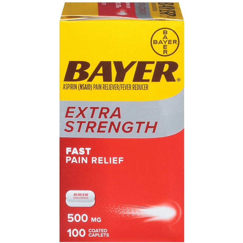 Bayer Bayer Extra Strength Aspirin 500mg Coated Caplets – Powerful Pain Relief, 100 ct Medicine & Drugs Gold