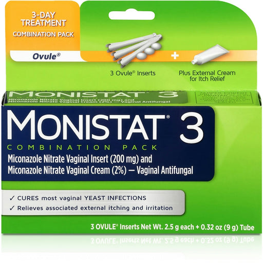 Monistat Monistat Combination Pack Ovule Inserts + External Cream Vaginal Antifungal Health & Beauty Yellow Green