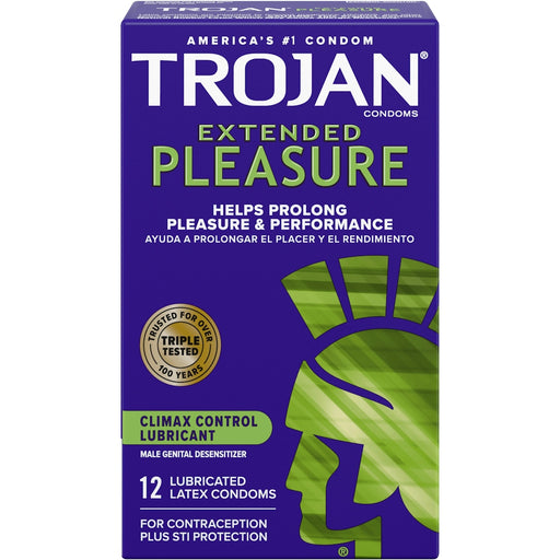 Trojan Trojan Condoms, Latex, Lubricated, Extended Pleasure 4 x 12 Condoms Midnight Blue