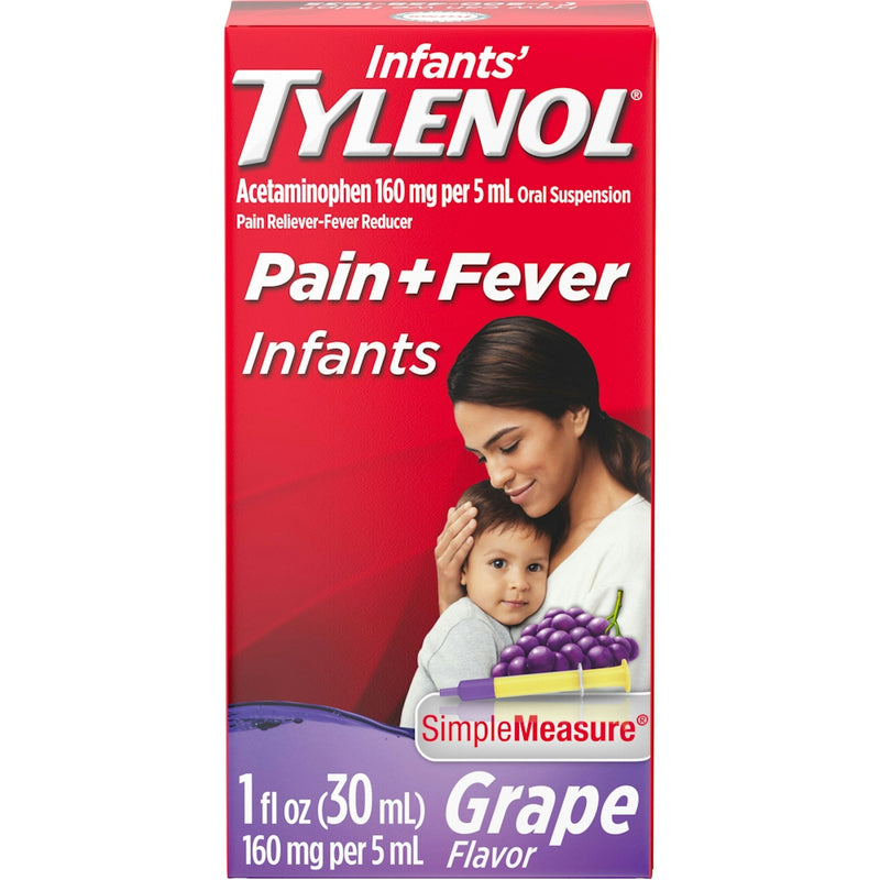 Infants' Tylenol Infants' Tylenol Pain + Fever, 160 Mg, Grape Flavor 1 Fl Oz Health & Beauty Firebrick