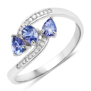 Bids.com 0.51 Carat Genuine Tanzanite and White Diamond 14K White Gold Ring Rings White Smoke size 7.00,size 5.00,size 6.00,size 8.00,size 9.00