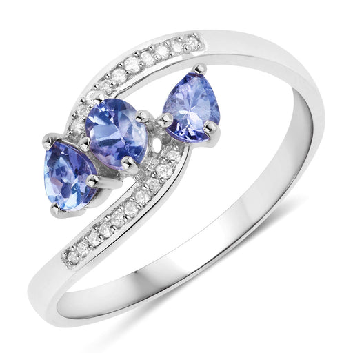 Bids.com 0.51 Carat Genuine Tanzanite and White Diamond 14K White Gold Ring Rings White Smoke size 7.00,size 5.00,size 6.00,size 8.00,size 9.00