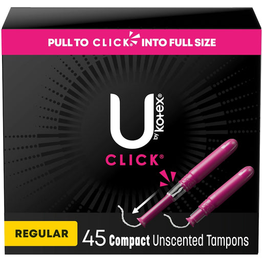 U by Kotex U by Kotex Click Compact Tampons, Regular Absorbency, Unscented, 45 Count Tampons Black