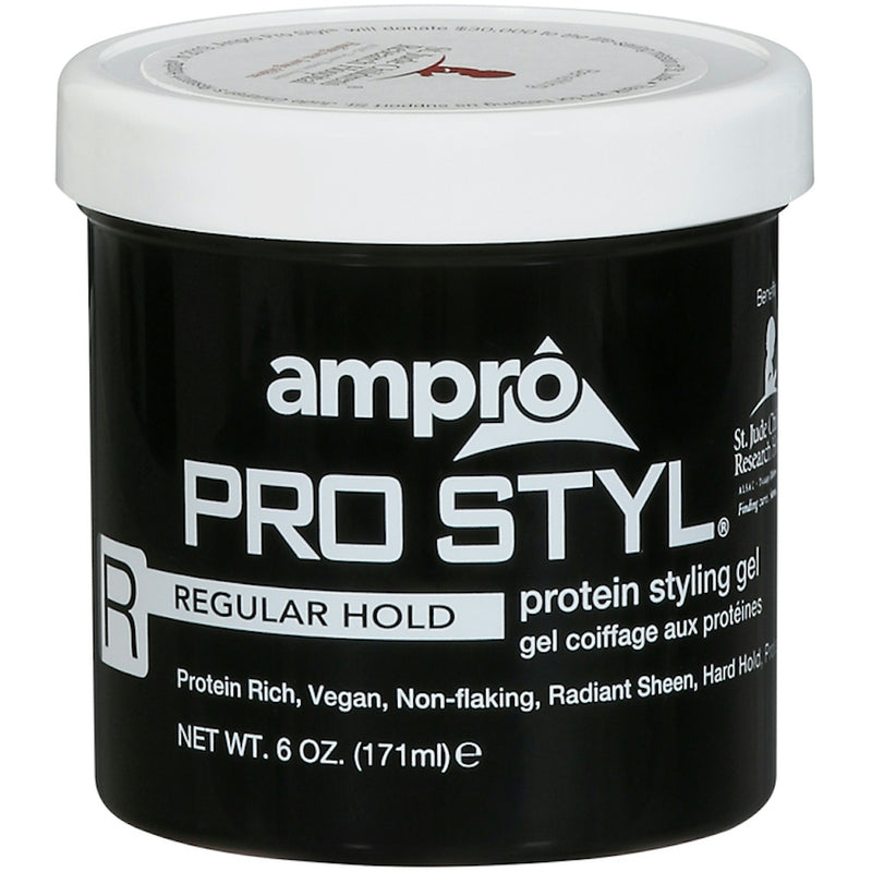 Ampro Ampro Pro Styl Protein Styling Gel, 6 oz - Alcohol-Free Firm Hold Hair Care Black