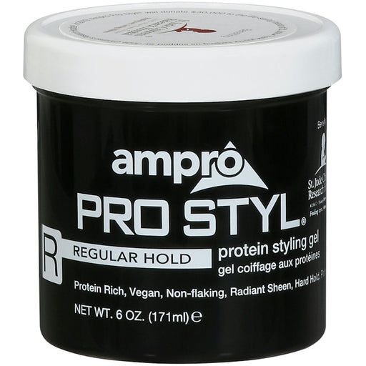 Ampro Ampro Pro Styl Protein Styling Gel, 6 oz - Alcohol-Free Firm Hold Hair Care Black