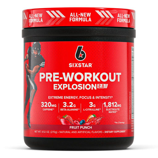 Six Star Six Star Pre-Workout, Explosion 2.0, Fruit Punch, 9.52 Ounce Sports & Energy Drinks Red