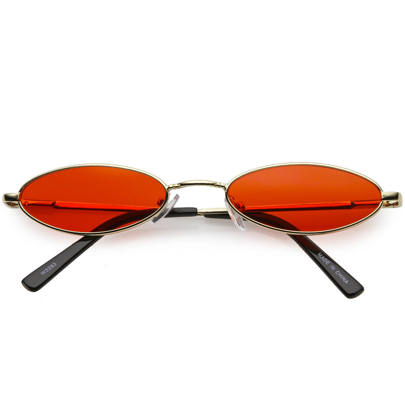zeroUV Slim Retro Throwback 1990's Color Tone Oval Sunglasses C722 Sunglasses White Smoke Gold Red