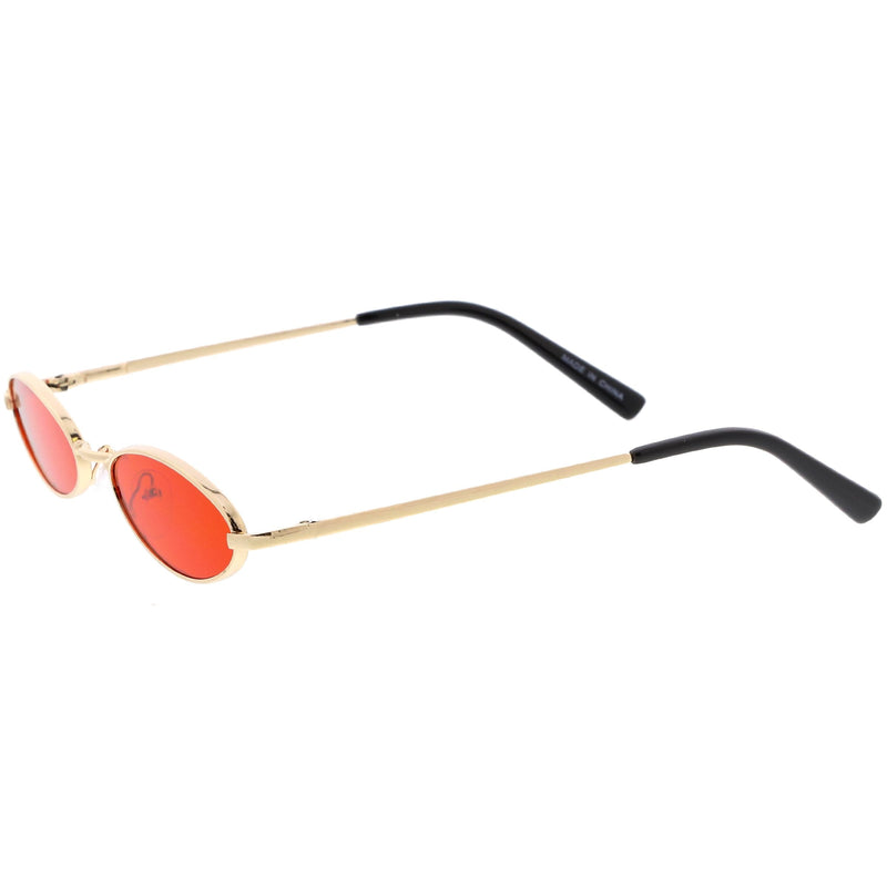 zeroUV Slim Retro Throwback 1990's Color Tone Oval Sunglasses C722 Sunglasses White Smoke Gold Red,Silver Purple,Gold Yellow,Silver Blue