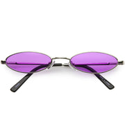 zeroUV Slim Retro Throwback 1990's Color Tone Oval Sunglasses C722 Sunglasses White Smoke Silver Purple