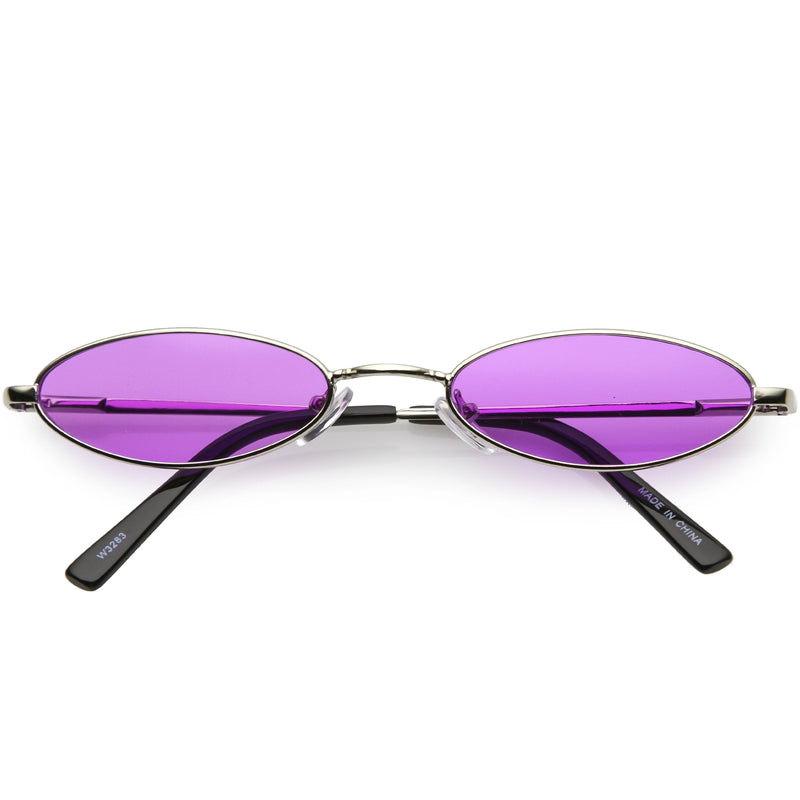 zeroUV Slim Retro Throwback 1990's Color Tone Oval Sunglasses C722 Sunglasses White Smoke Silver Purple